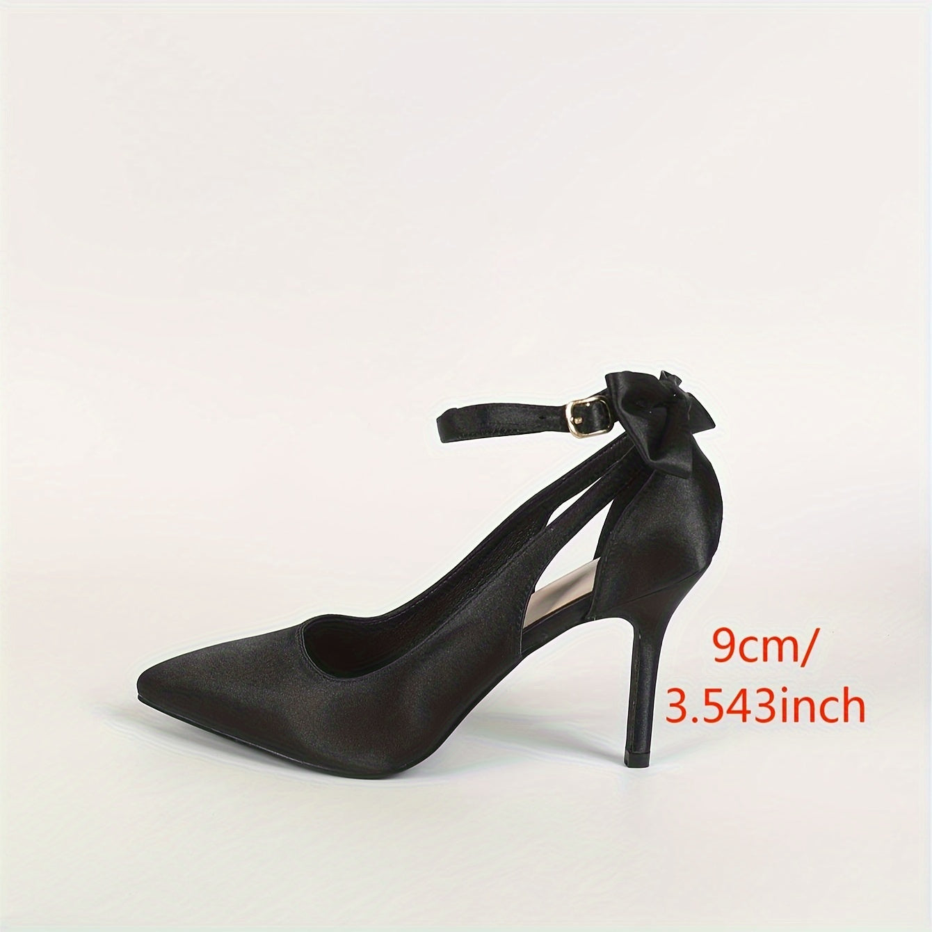 Women's Bowknot Decor Stiletto Heels, Elegant Point Toe Dress Pumps, Fashion Buckle Strap Heels