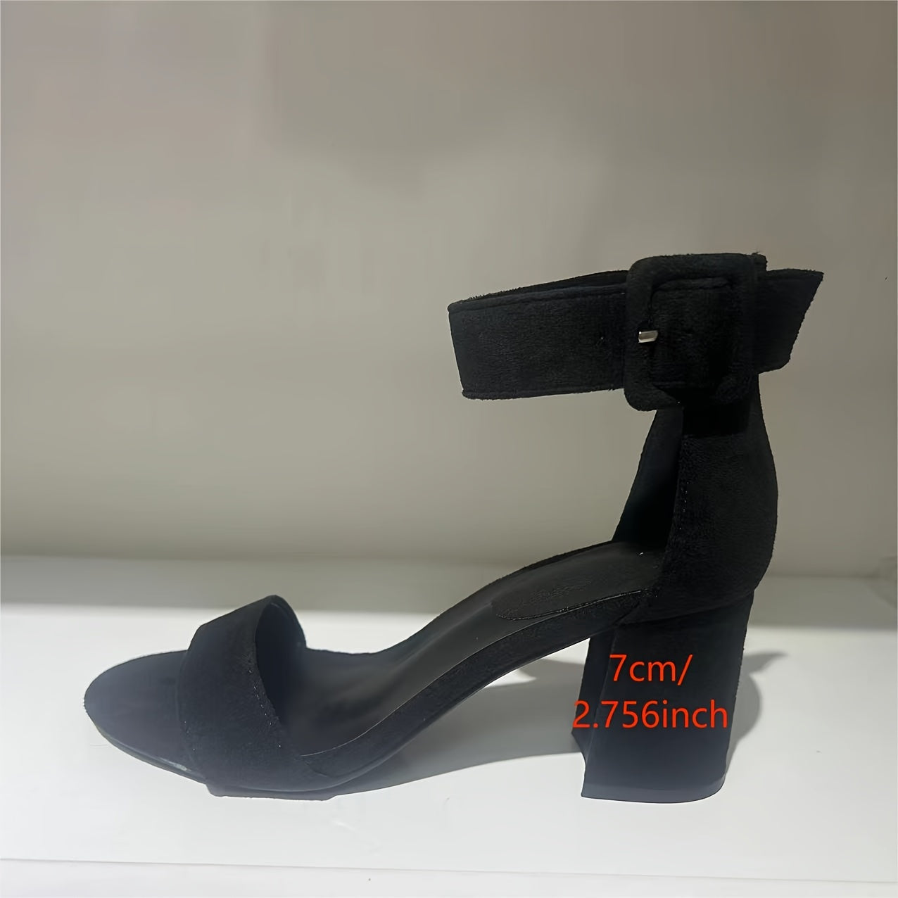 Women's Solid Color Block Heels, Fashion Open Toe Dress Pumps, Stylish Buckle Strap Heels