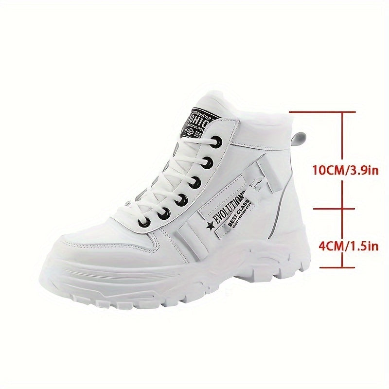 Women's Plush Lined Ankle Boots, Trendy Thermal Platform High Top Snow Boots, Winter Warm Lace Up Short Boots