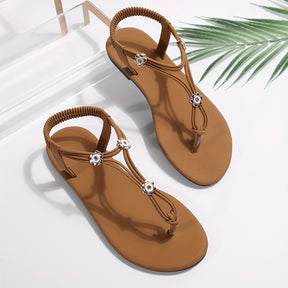 Women's Flower Decor Flat Sandals, Fashion Clip Toe Summer Shoes, Lightweight Ankle Strap Sandals